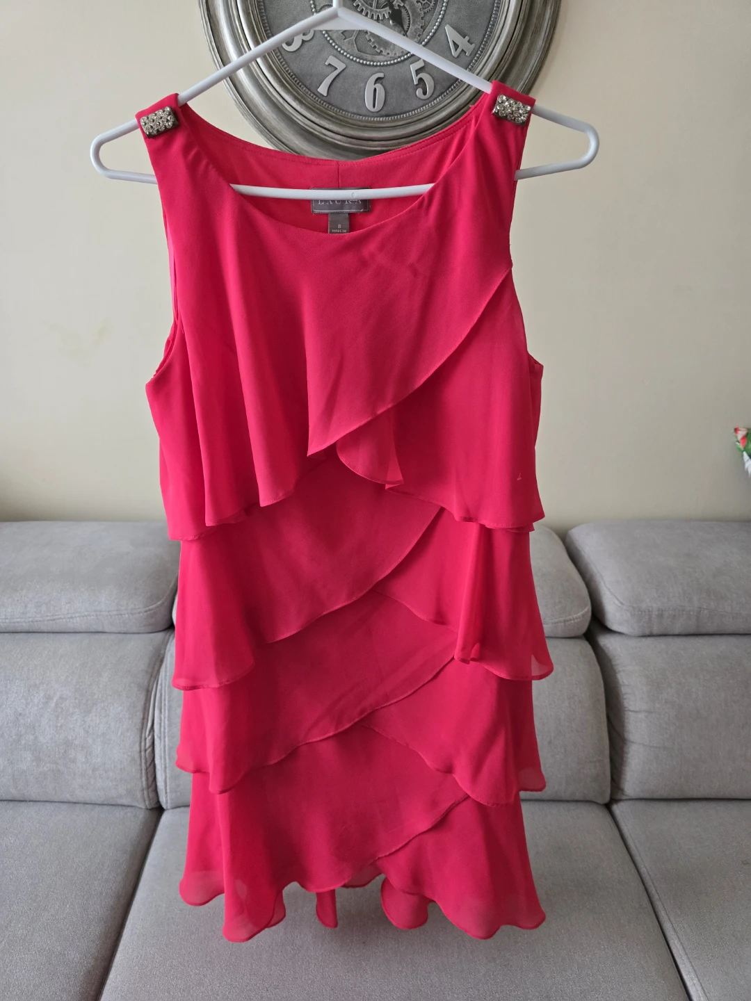 Laura Pink Ruffle Dress Size 8