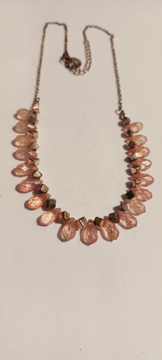 Peach Crystal Beaded Necklace with Gold Accents - photo 2
