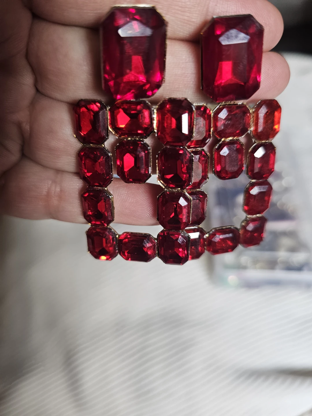 Red Gemstone Dangle Earrings - photo 2