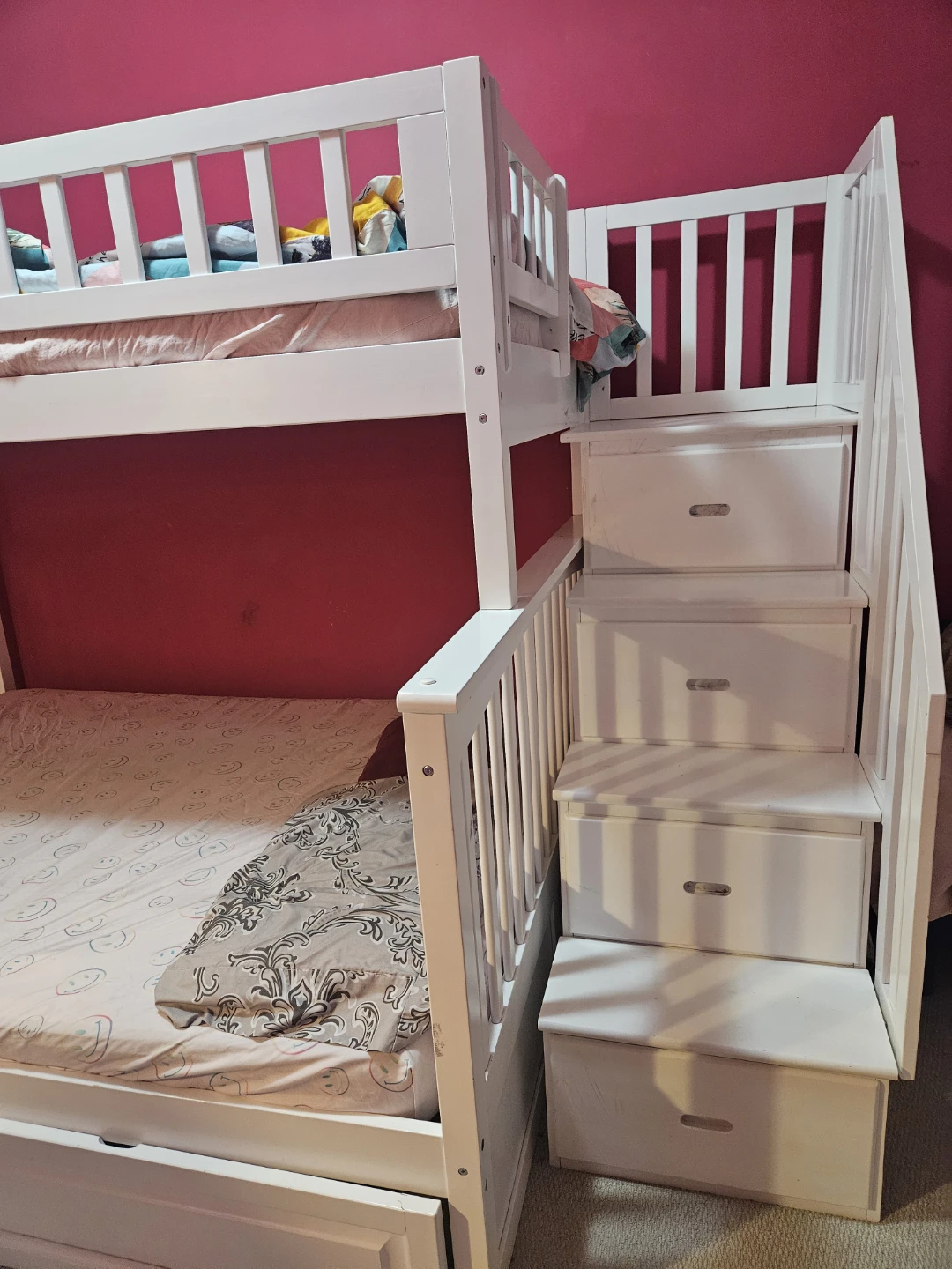 White Bunk Bed with Stairs and Storage - photo 5