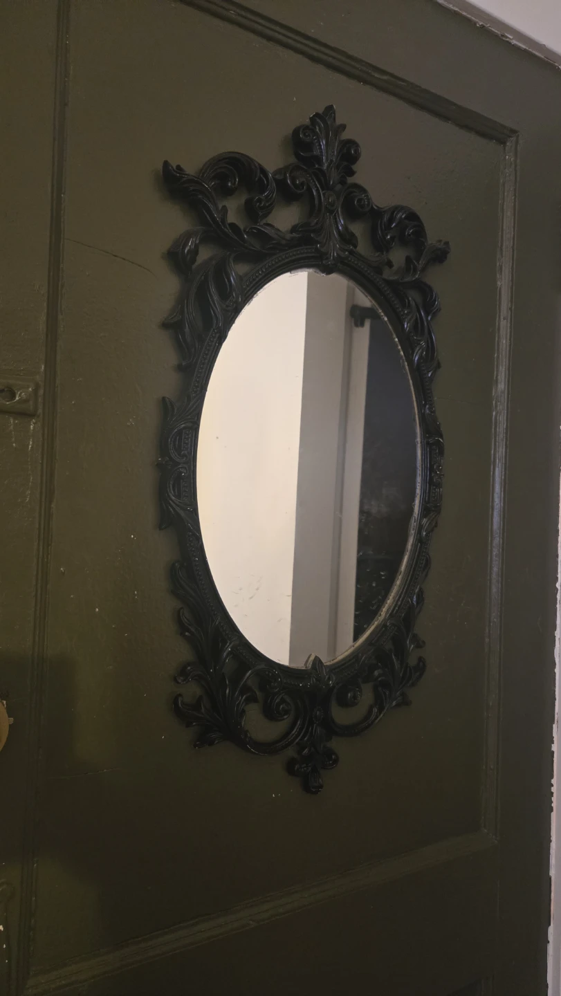 Ornate Black Oval Wall Mirror