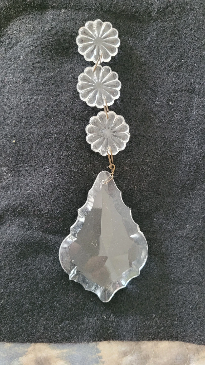 Clear Glass Chandelier Crystal Drop with Flower Beads 10 pieces