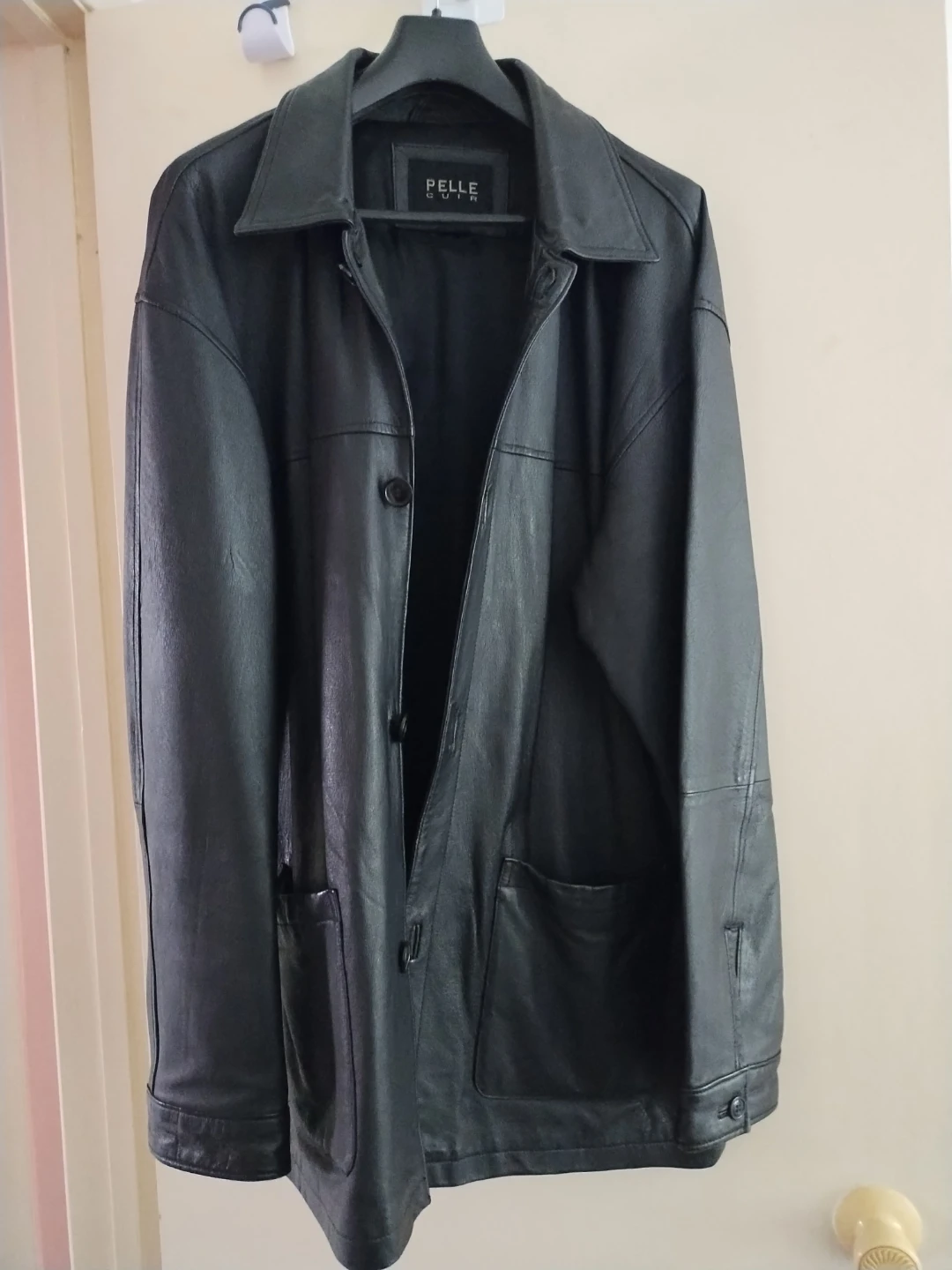 🌱 Pelle Cuir Black Genuine Leather Jacket Size L/G