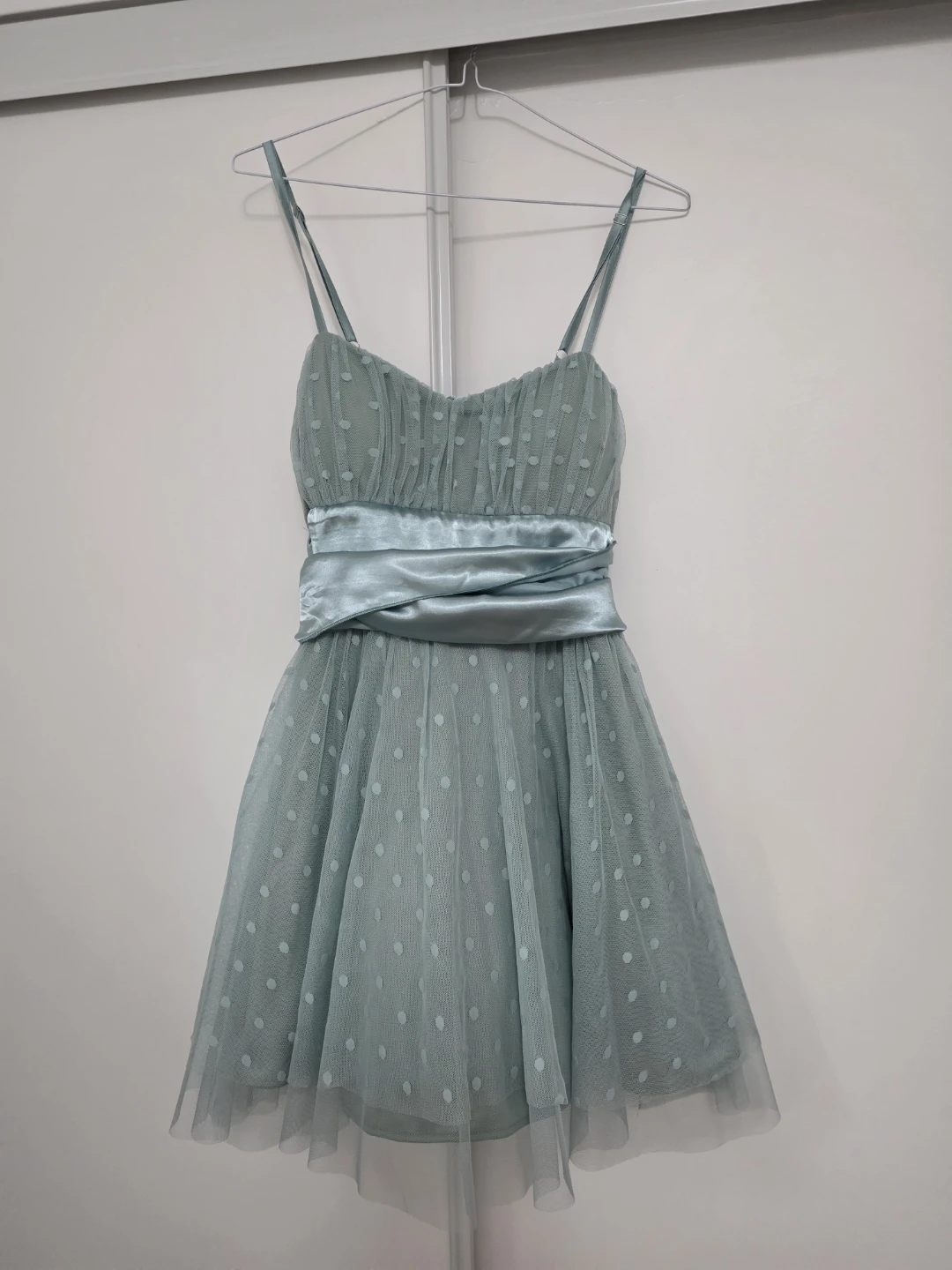 Women's Polka Dot Tulle Dress - Light Blue