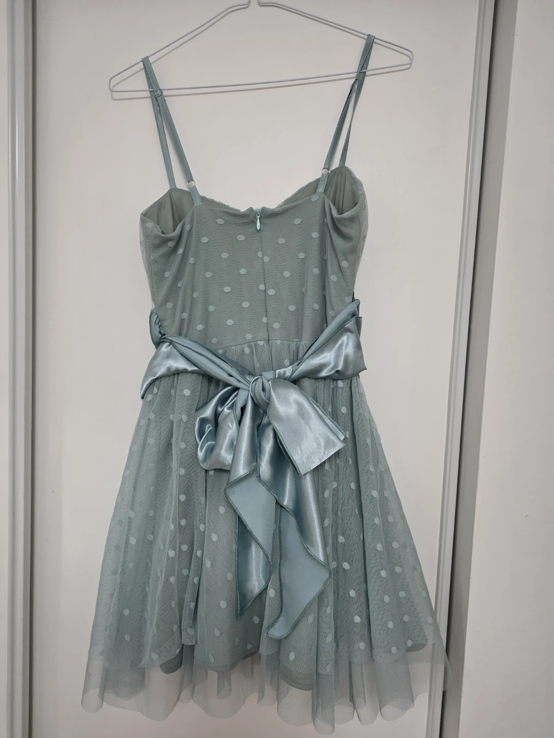 Women's Polka Dot Tulle Dress - Light Blue - photo 2