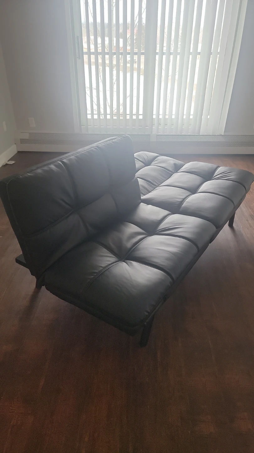 Black Faux Leather Futon Sofa Bed - photo 4