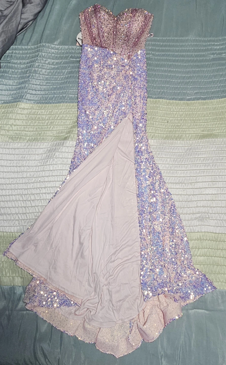Pink Sequins Beaded Mermaid Prom Dress Size 0 New With Tags - photo 5