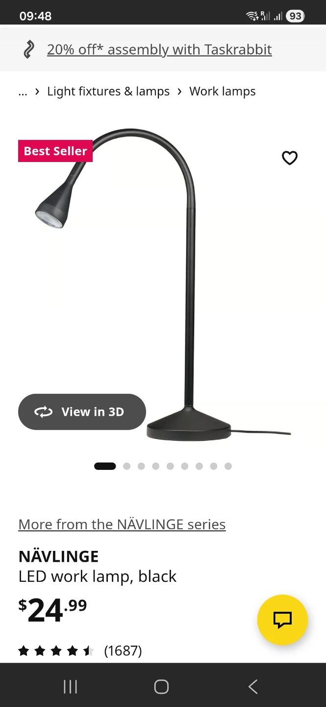 IKEA NÄVLINGE LED Work Lamp, Black - photo 3