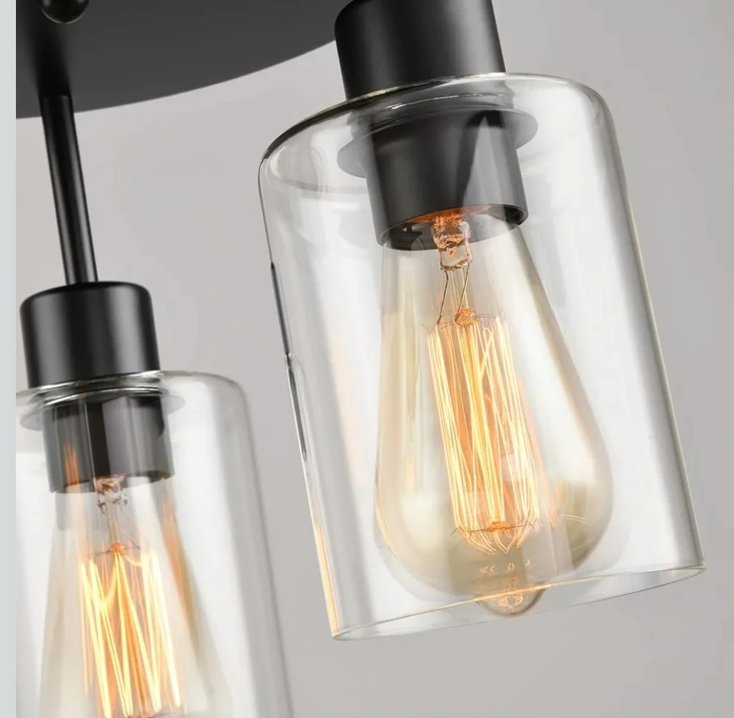 3-Light Industrial Semi Flush Mount Ceiling Light Fixture - photo 2