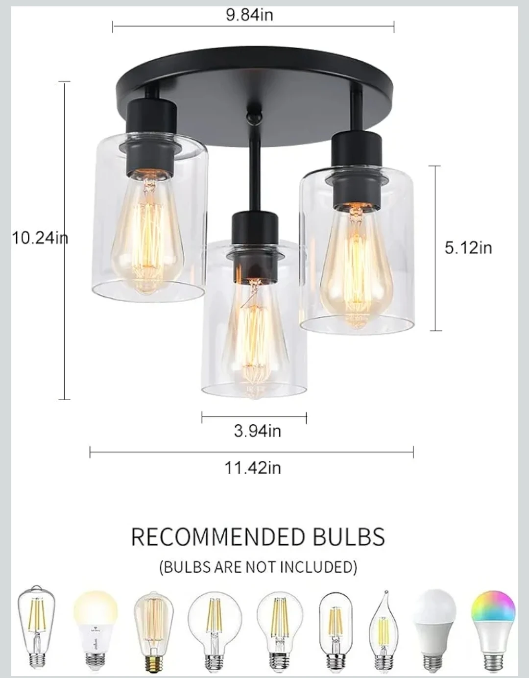 3-Light Industrial Semi Flush Mount Ceiling Light Fixture - photo 4