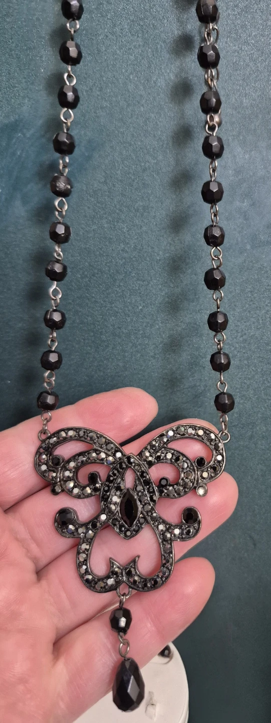 3pcs set Black Beaded Necklace Bracelet Earring - photo 3