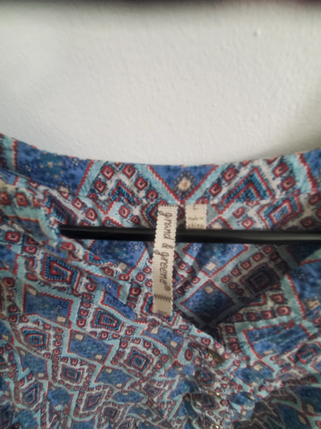 Grend & Greene Blue Geometric Print Blouse - Size L - photo 2