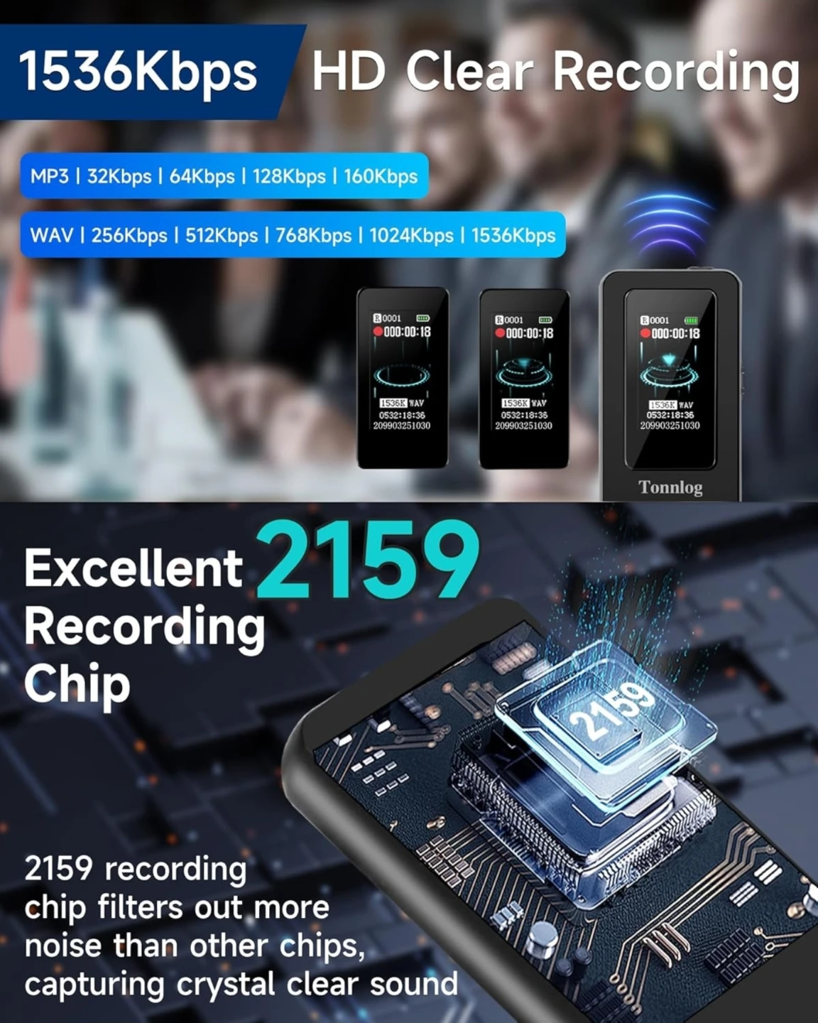 Tonnlog Mini Digital Voice Recorder 128GB - photo 4