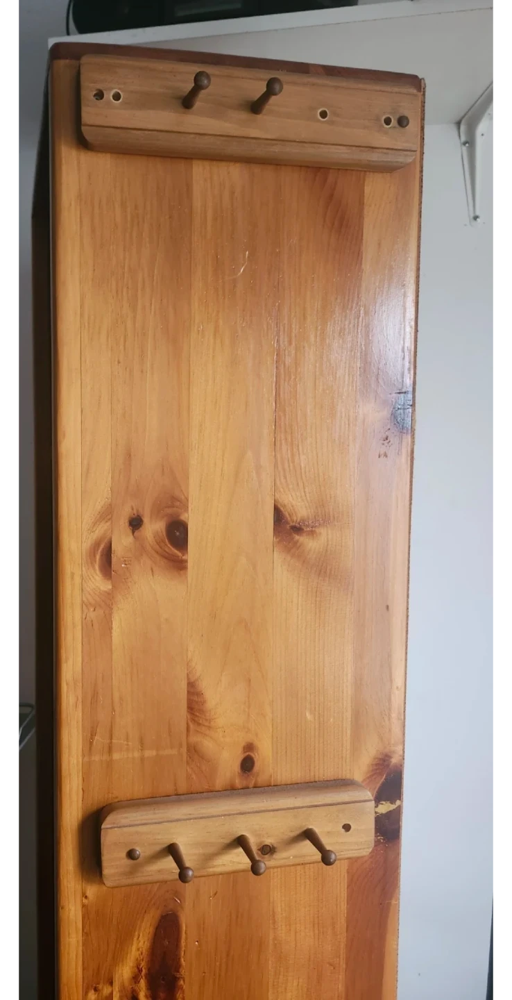 Wooden Narrow Cabinet with Drawer and Hooks - photo 2