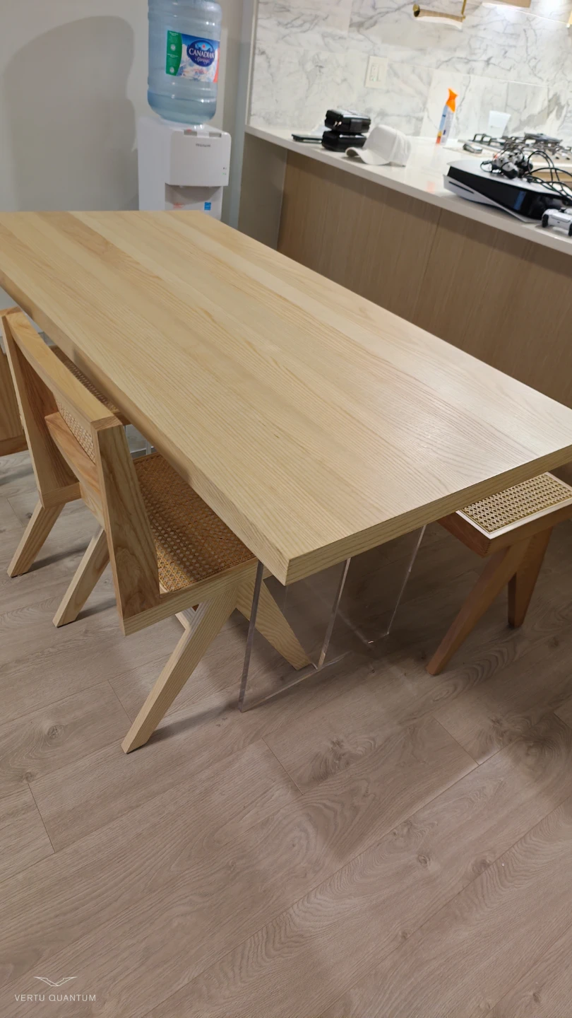Light Wood Dining Table Set with Cane Chairs and Bench - photo 2