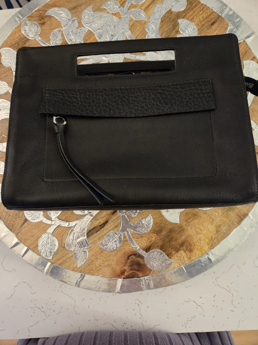 COACH Black Leather Bleeker Edgepoint Clutch Bag
