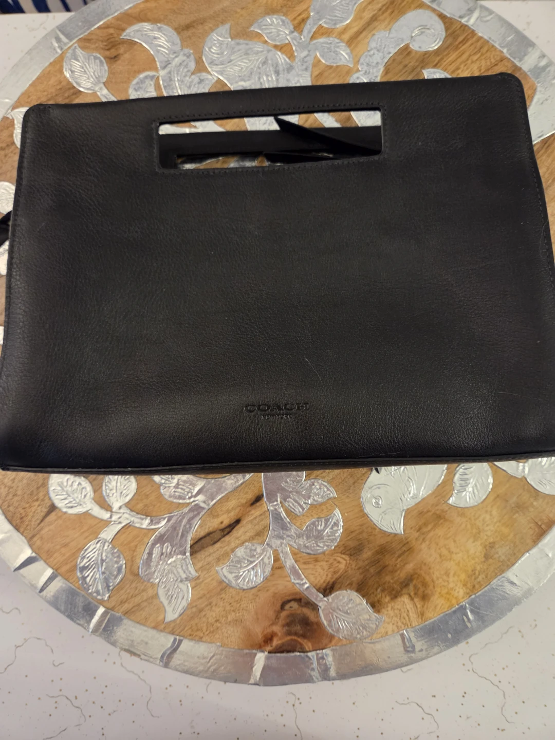 COACH Black Leather Bleeker Edgepoint Clutch Bag - photo 4