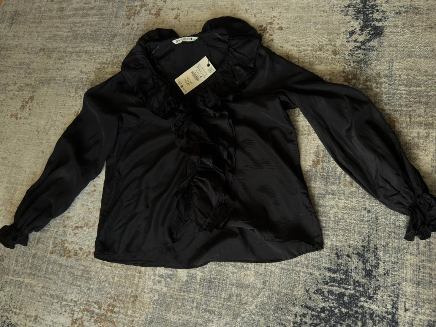 Zara Black Ruffle Blouse