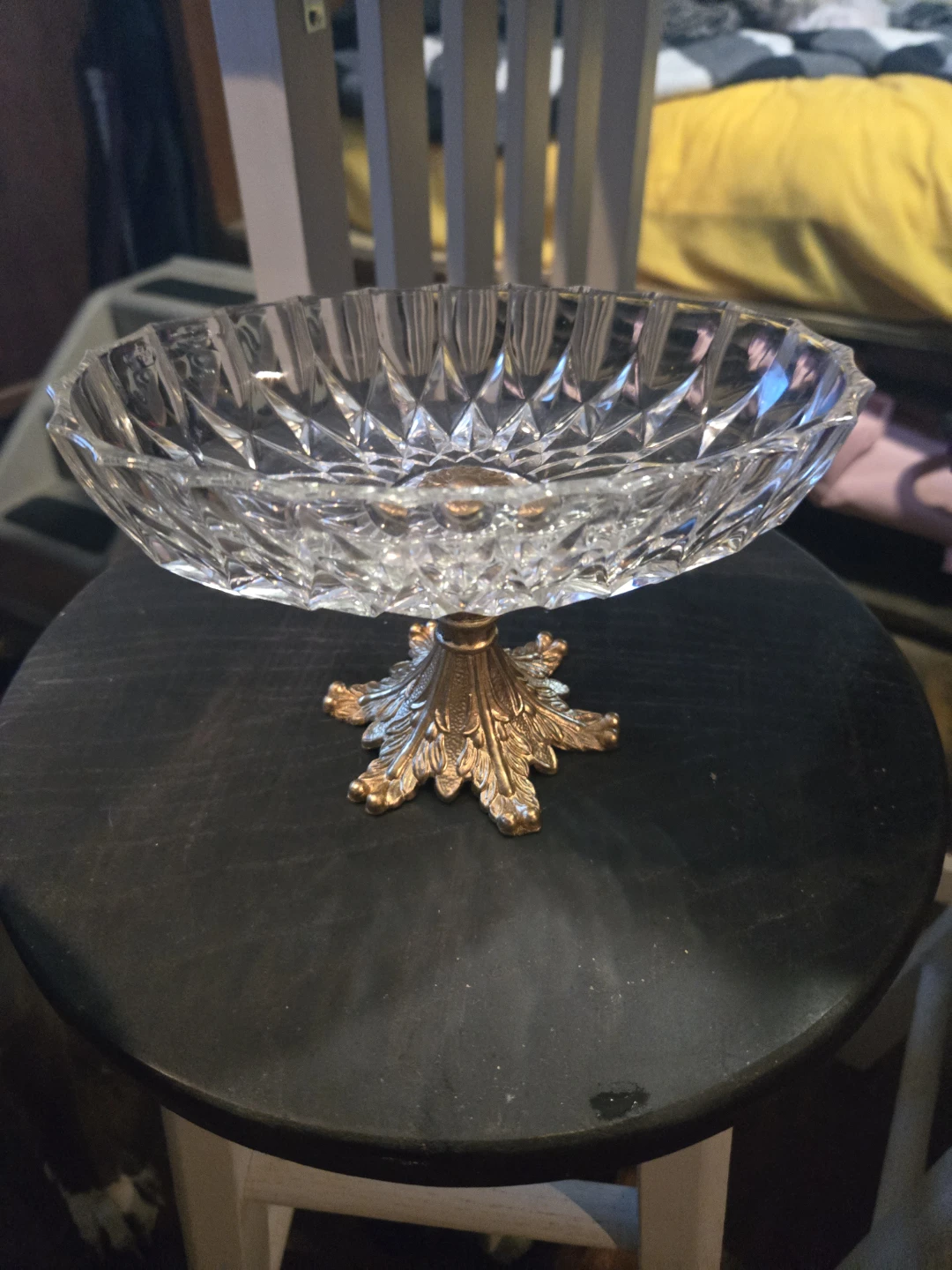 Crystal Fruit Bowl with Ornate Gold Base - photo 2
