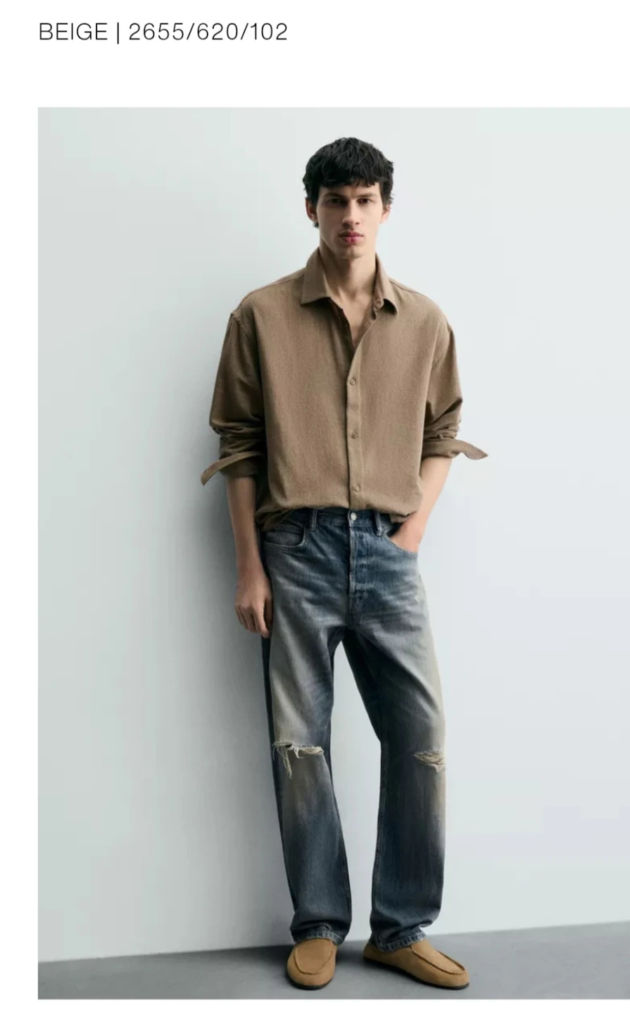 Zara Man Beige Suede Leather Loafers - photo 5