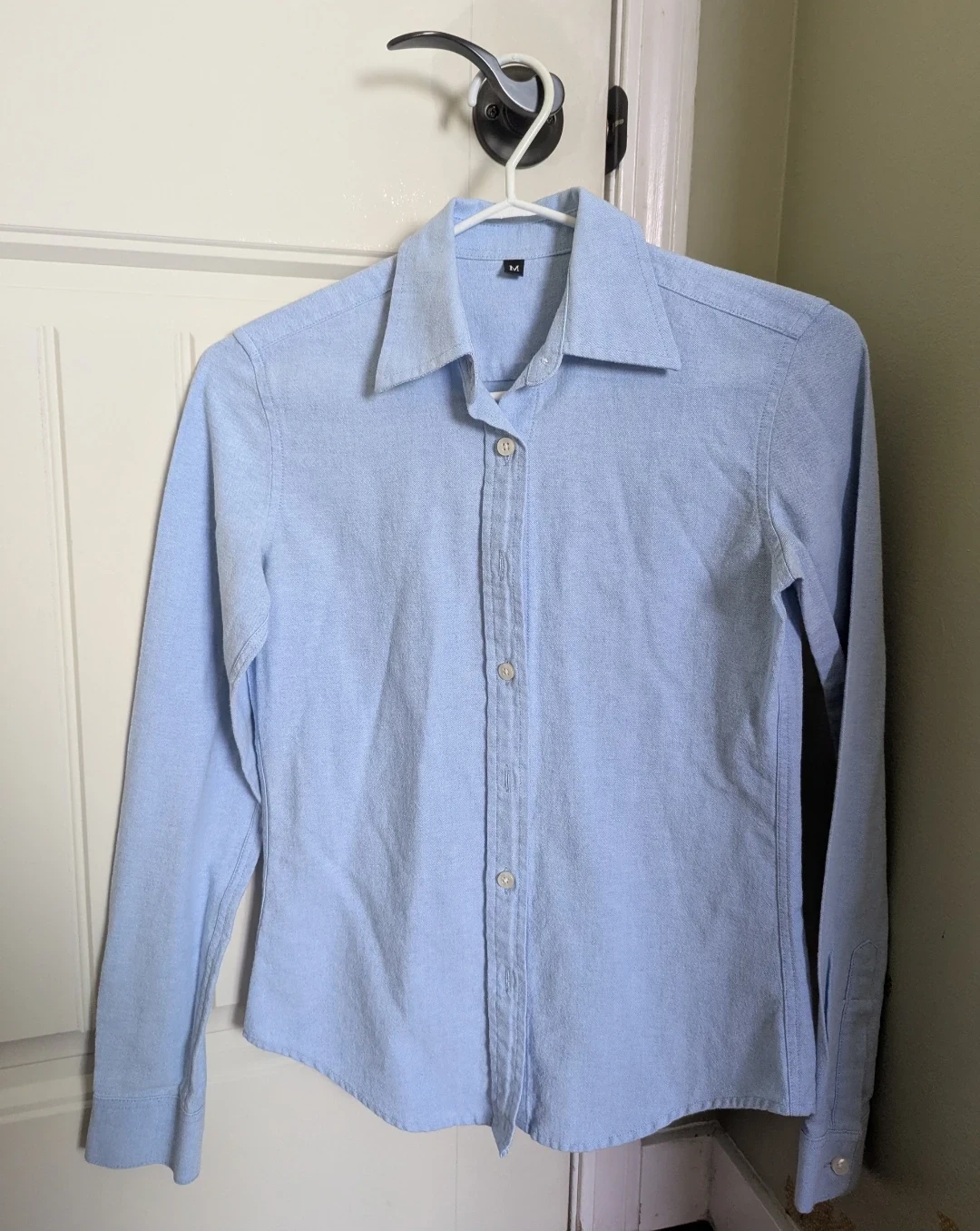 Blue and White Long Sleeve Button-Up Shirts - photo 3