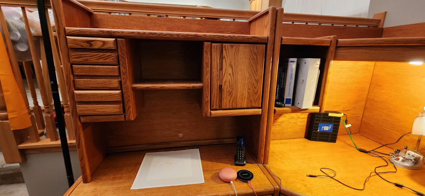 Oak Computer Desk with Hutch and Keyboard Tray