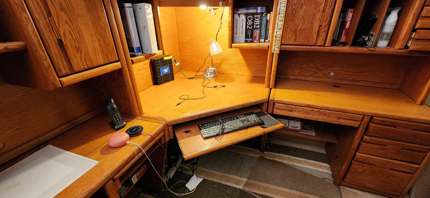 Oak Computer Desk with Hutch and Keyboard Tray - photo 4