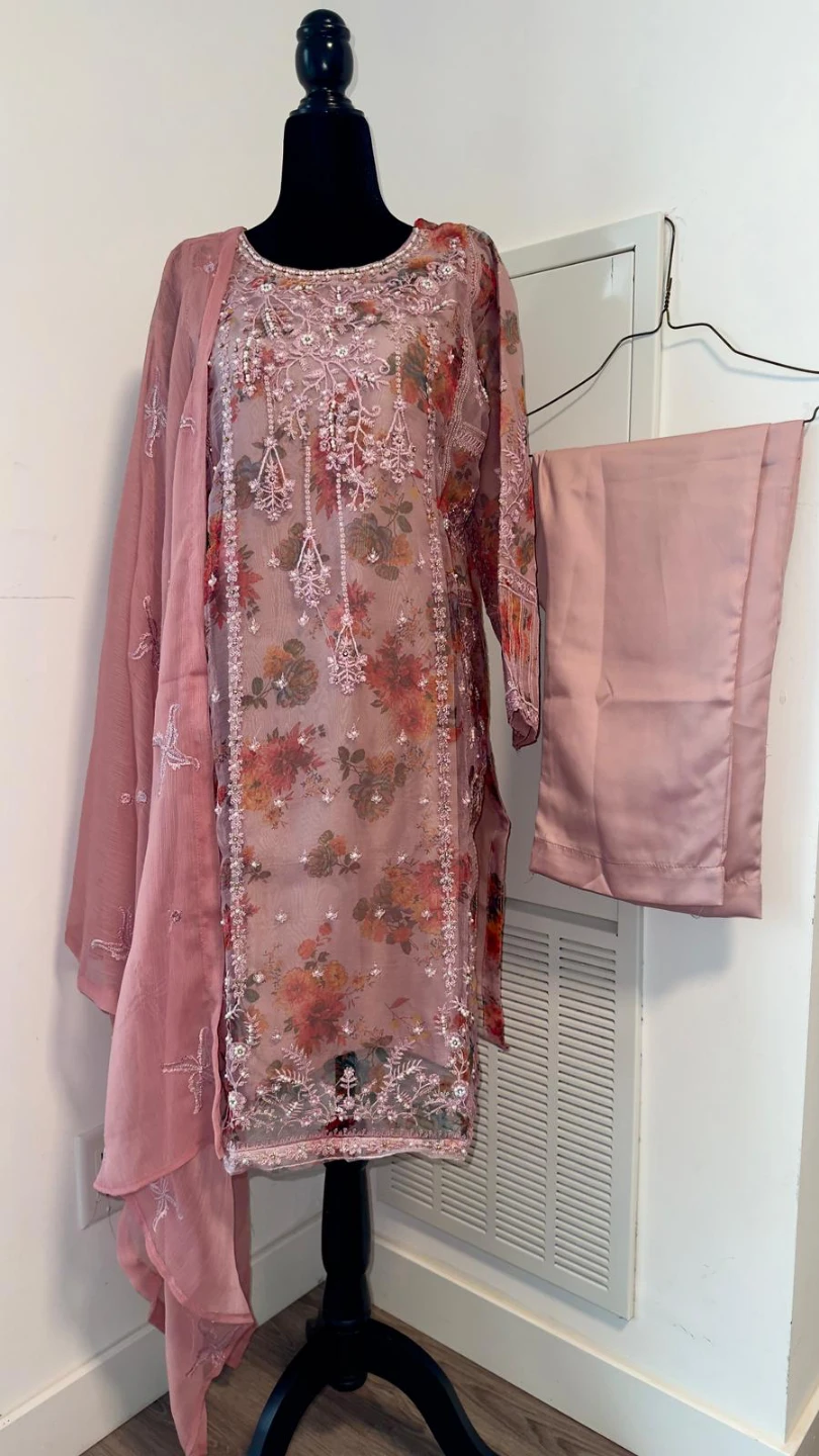 Green Embroidered Kurti with Palazzo Pants