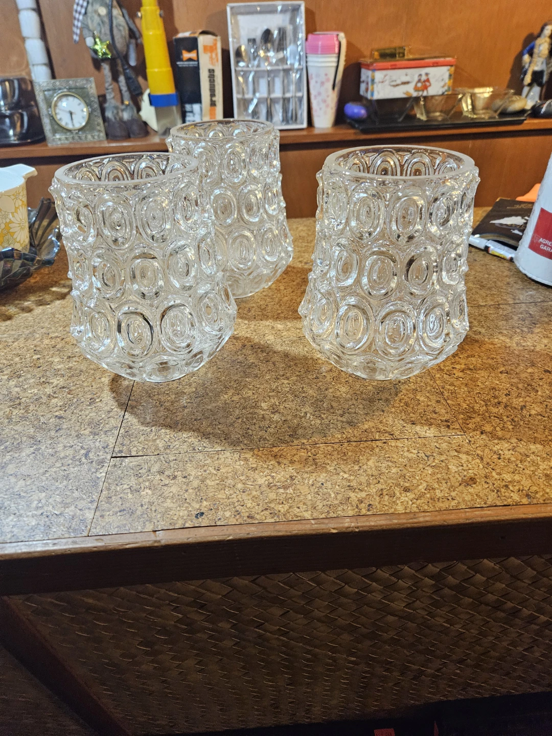Set of 3 Vintage Clear Glass Candle Holders - photo 2