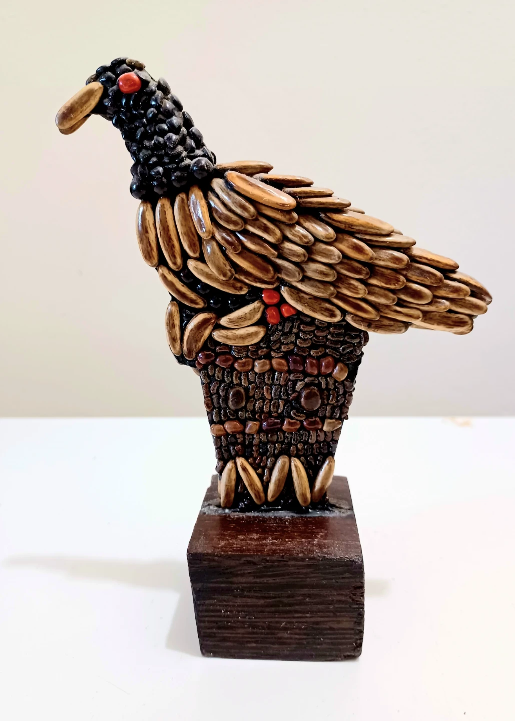Vintage Seed Art Bird Figurine