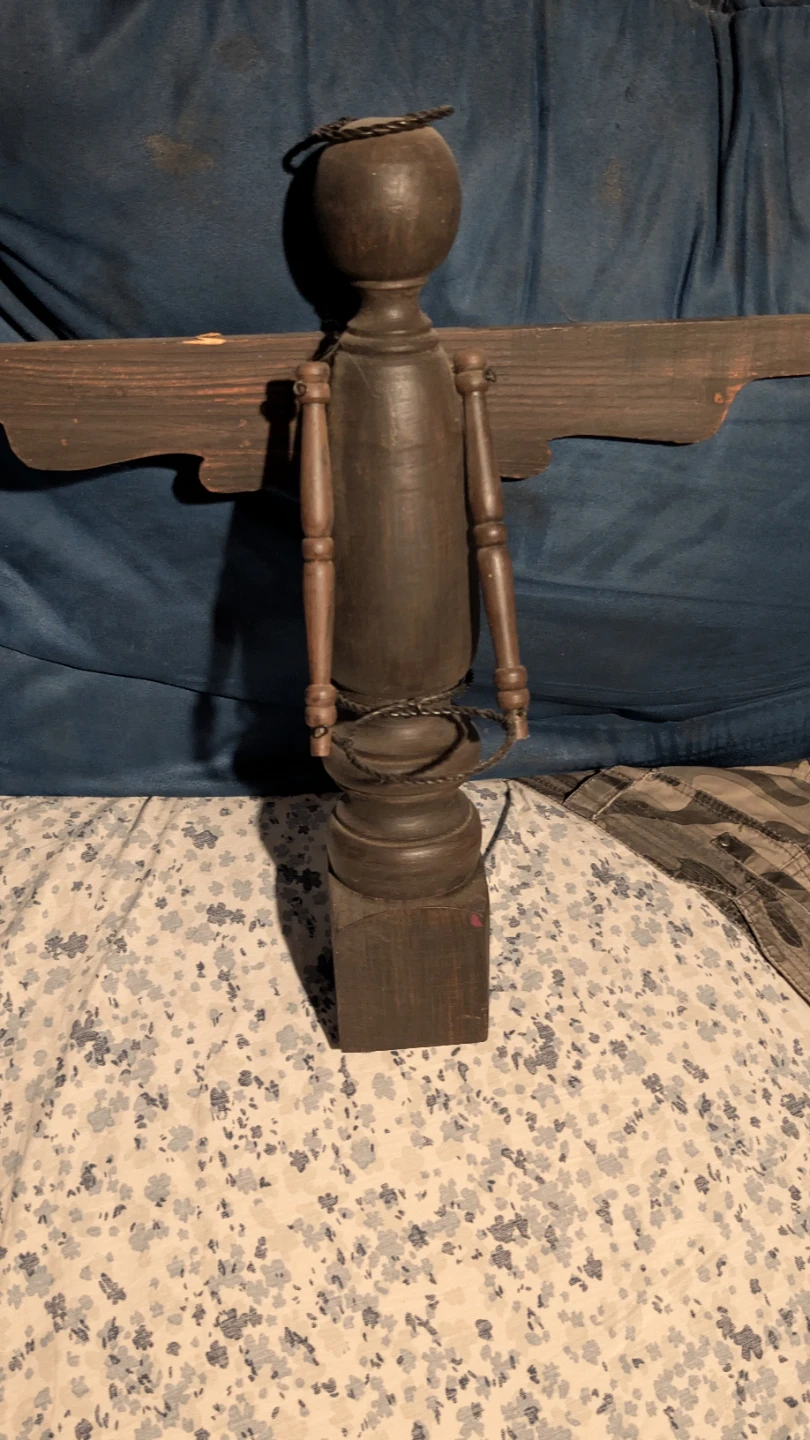 Wooden Angel Figurine with Halo and Wings, tea light holder