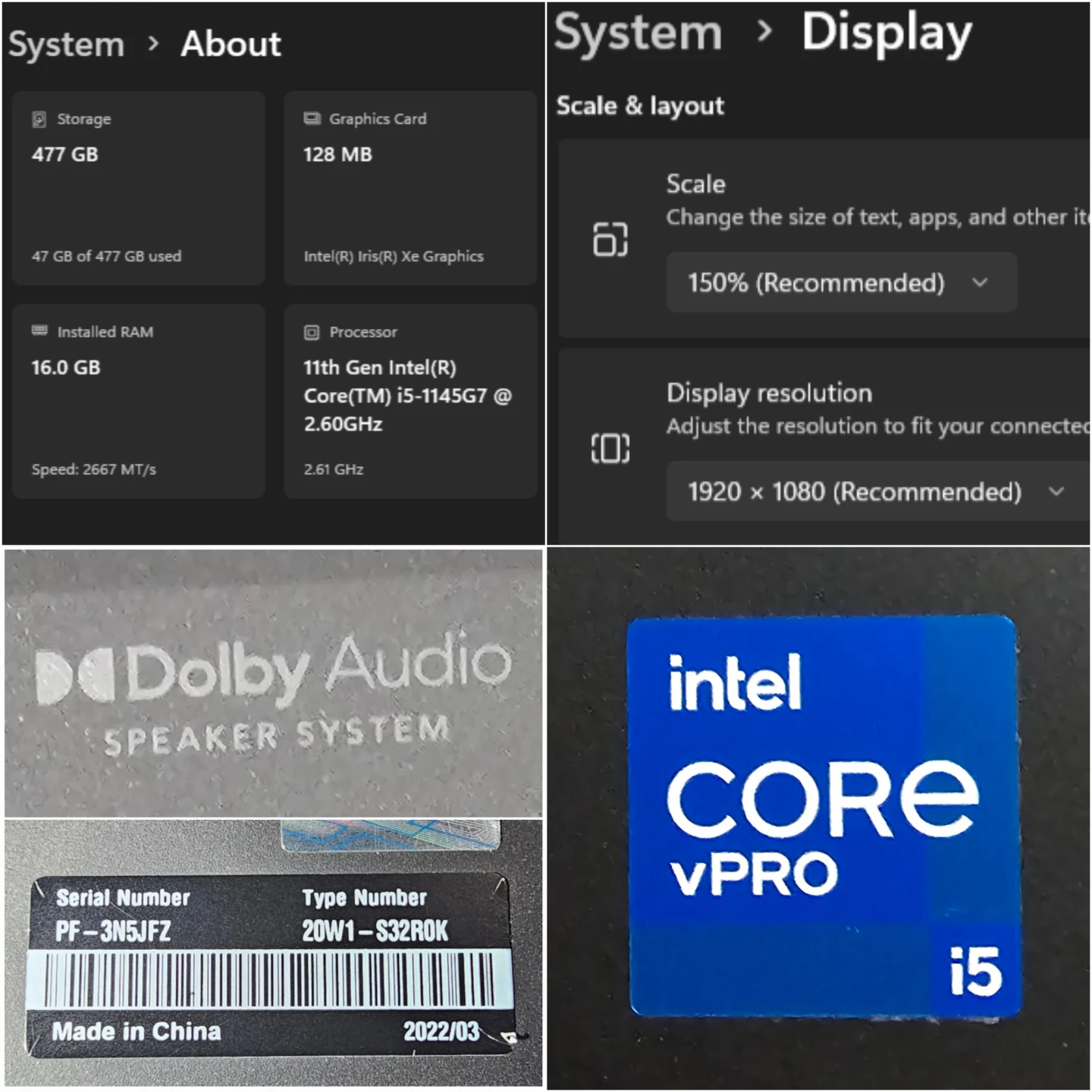 Touchscreen i5 11th 16gb 512gb ssd Win11Pro Lenovo ThinkPad T14 - photo 3
