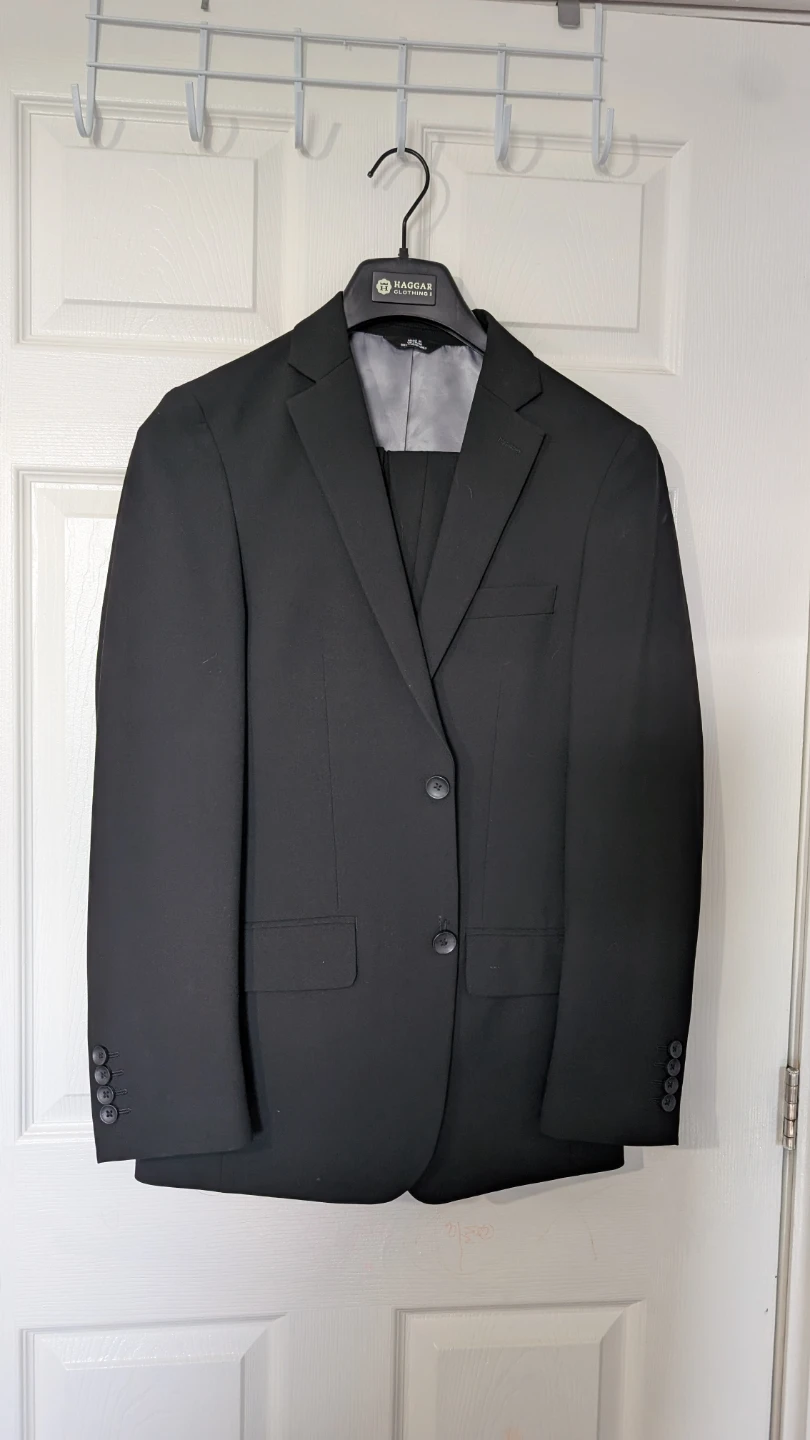 J.M. Haggar Men's Slim Fit Black Suit Jacket and Pants