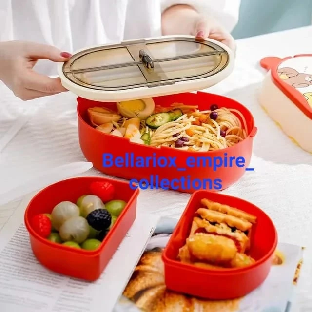 Red Bento Lunch Box with 3 Compartments