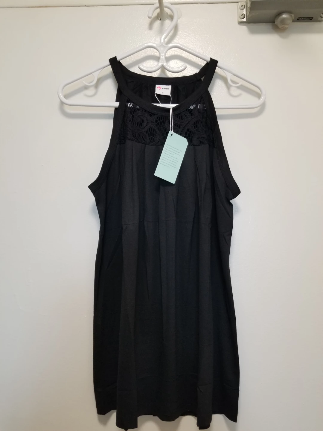WIHOLL Black Lace Detail Tank Top