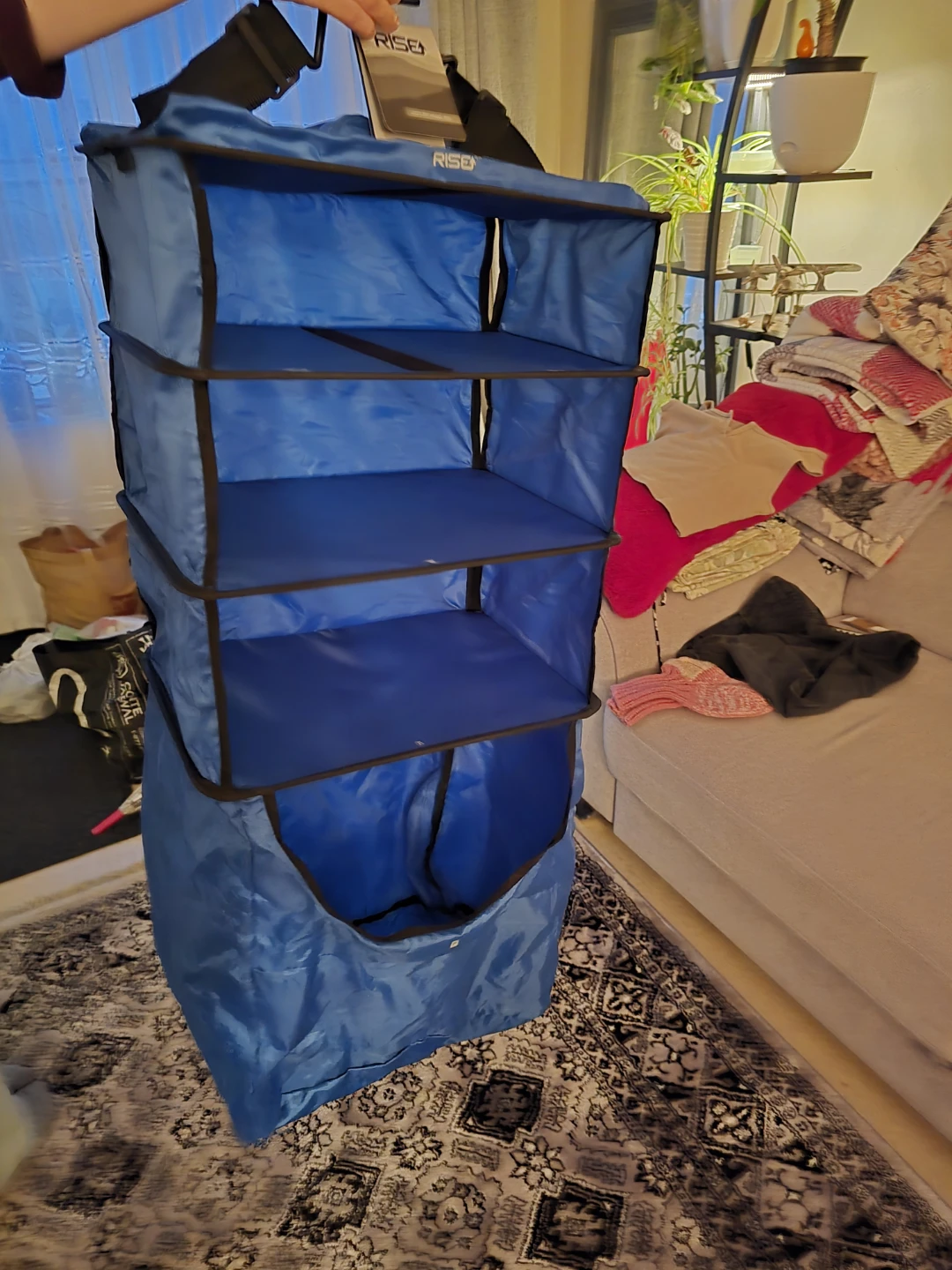 RISE Blue Collapsible Hanging Closet Organizer