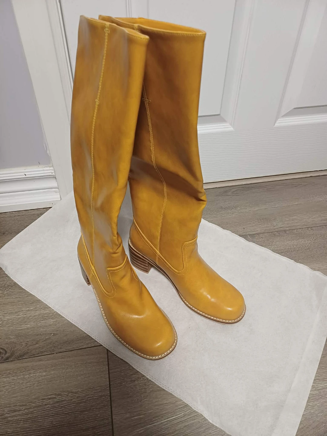 Goderci Women's Knee-High Boots - Mustard Yellow