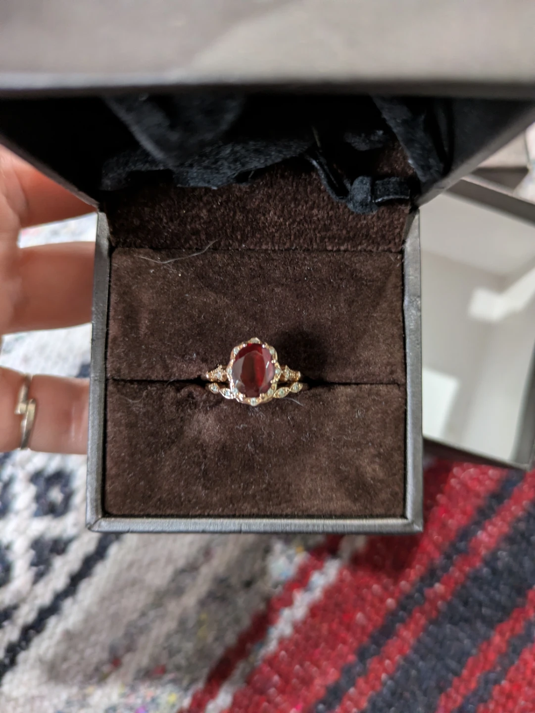 OscarGama Jewelry Natural Garnet Engagement Ring Set - photo 3