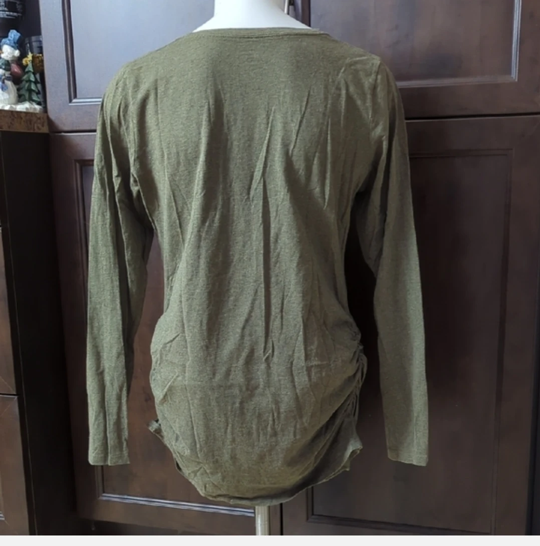 Old Navy Maternity Long Sleeve Ruched Top - Green - Size L - photo 4