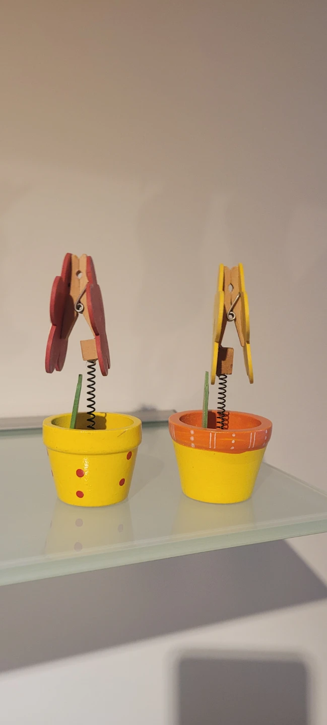 New Set of 2 Wooden Flower Pot Note/Photo Clips - photo 2