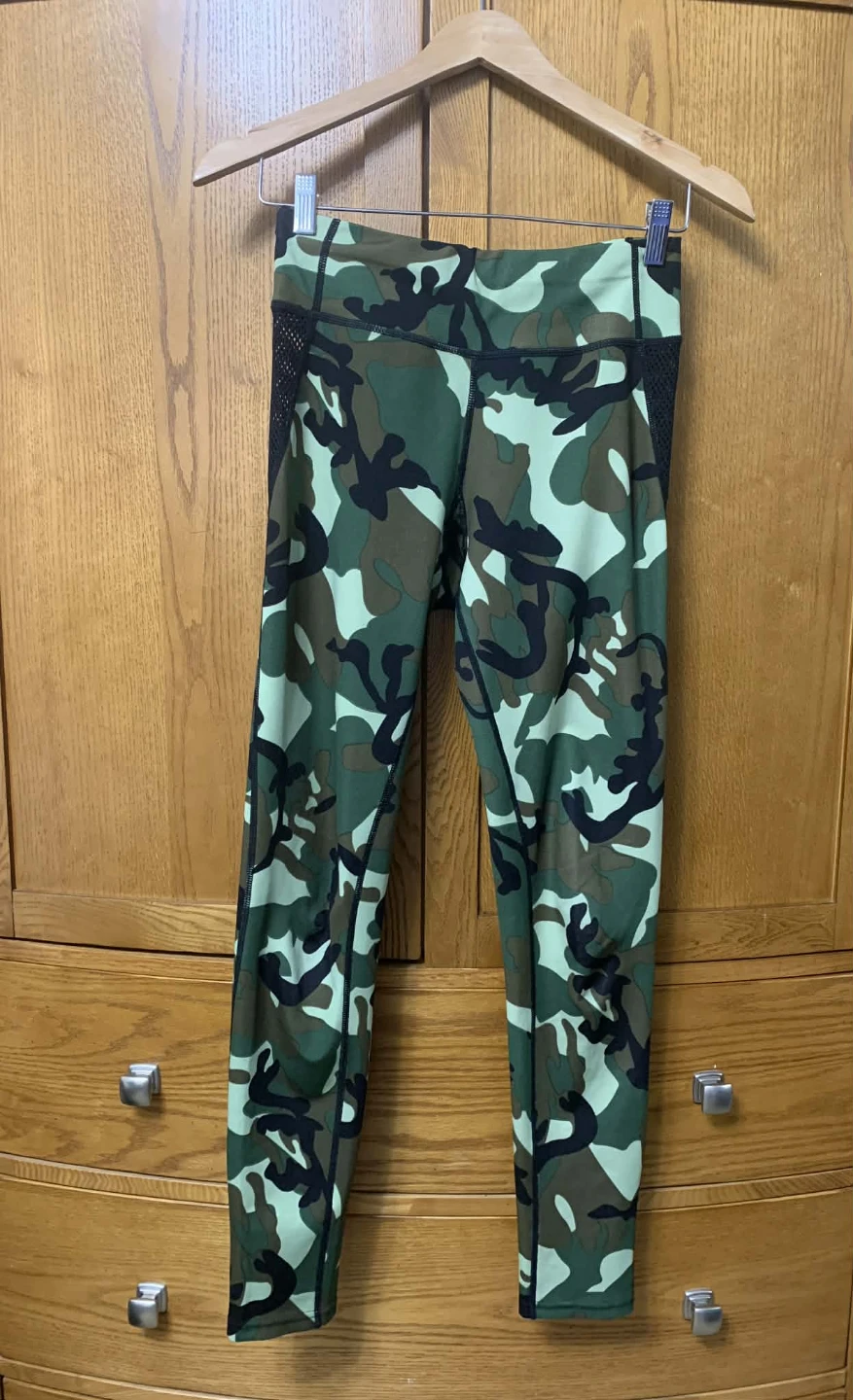 Camo Athletic Leggings with Mesh Insets