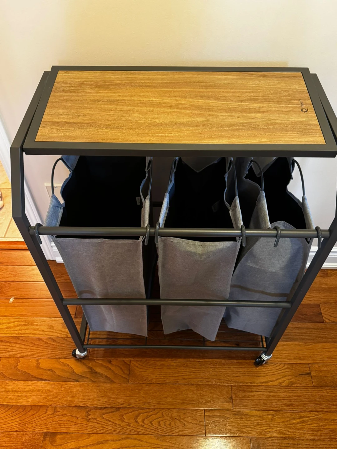 Trinity 3-Bag Laundry Sorter with Wood Top - photo 2