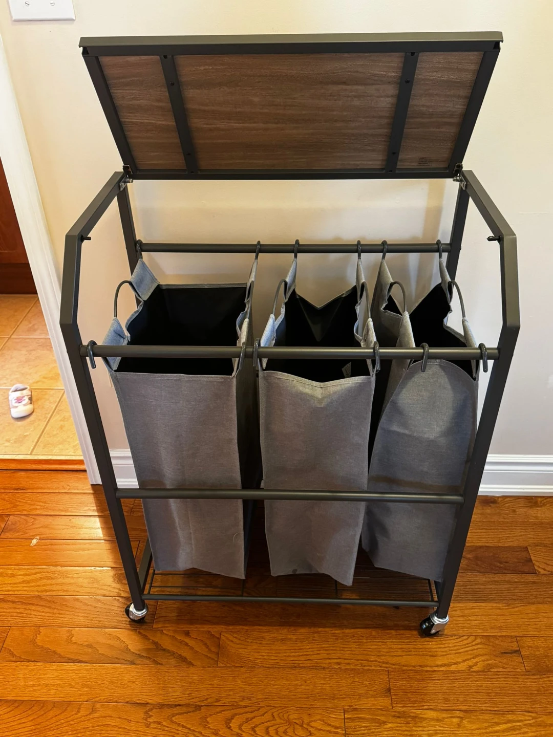 Trinity 3-Bag Laundry Sorter with Wood Top - photo 3