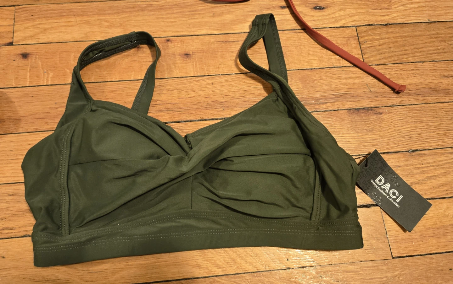 Daci Olive Green Ruched Bikini Top
