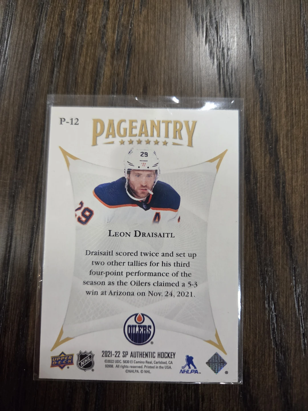2021-22 Upper Deck SP Authentic Hockey Card - Leon Draisaitl - photo 2