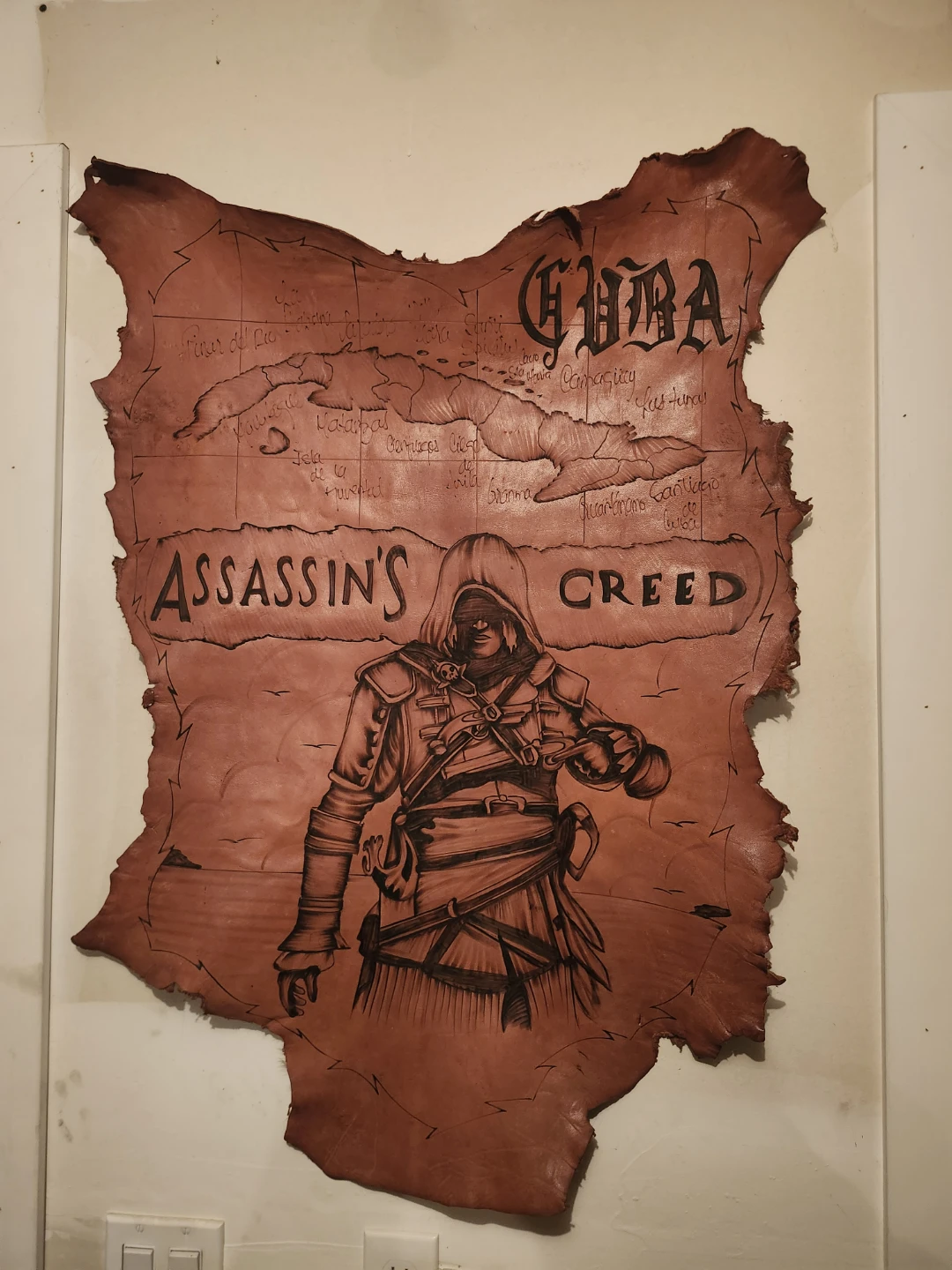 Assassin's Creed Cuba Map Leather Art