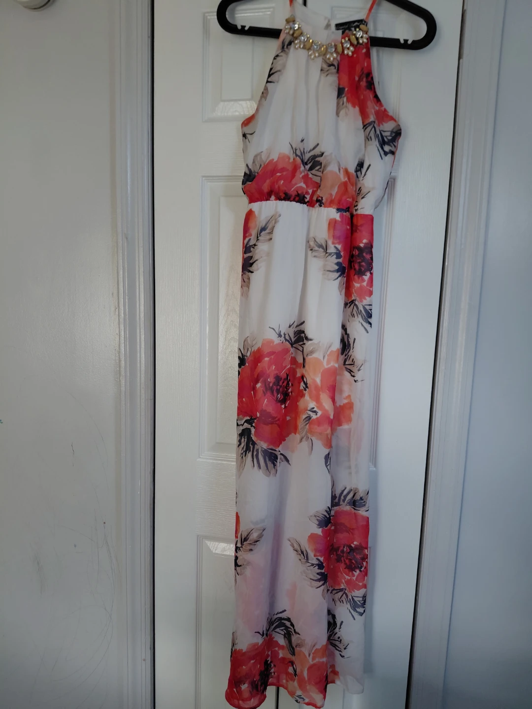 Crystal Doll Floral Maxi Dress with Embellished Neckline - photo 3