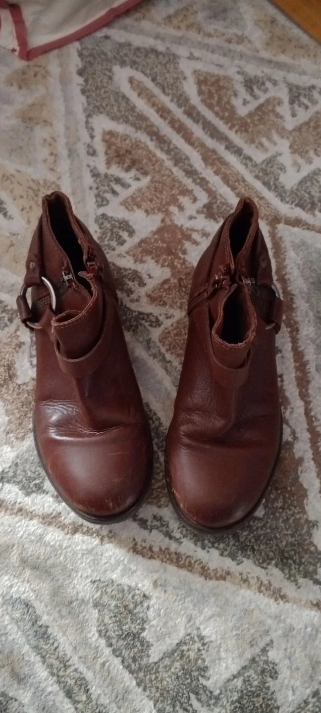 Zara Girls Brown Leather Ankle Boots