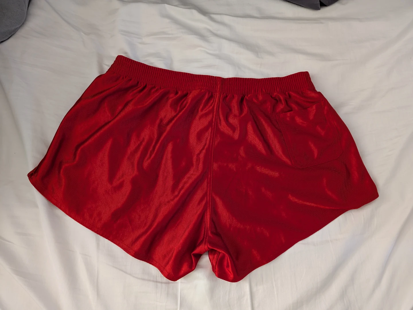Alix Shiny Red Athletic Shorts Gym Shorts Yoga Shorts Pocket 31" - photo 2