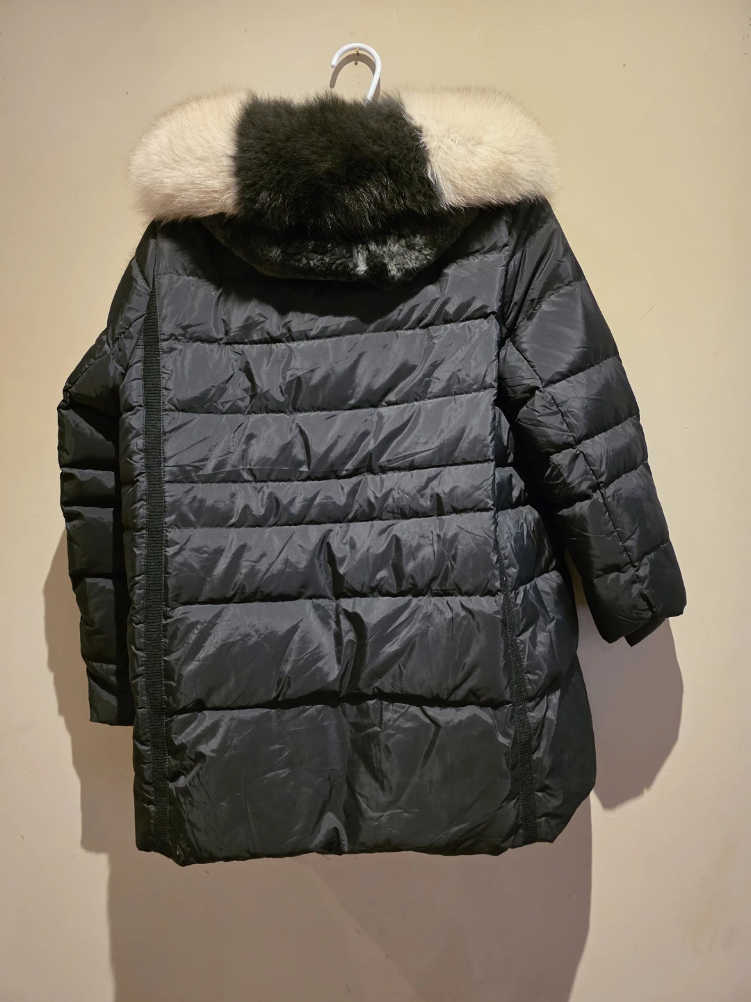 Black Puffer Coat with Fur Trim - photo 2